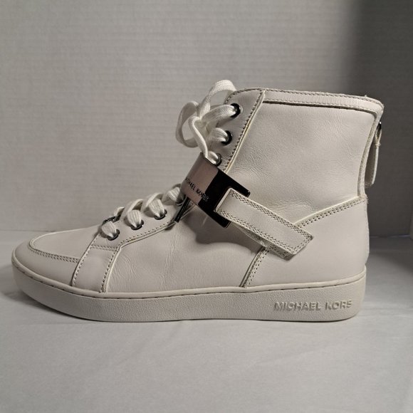 MICHAEL KORS LEATHER SNEAKERS Sz 9.5 METAL CLIP ZIP RARE COLLECTOR STUNNING - Picture 4 of 14